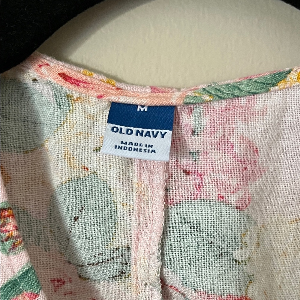 Old Navy Pink Floral Maxi Dress with Red & Green Blooms - Picture 2 of 3
